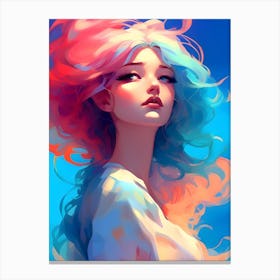 Colorful Haired Girl-Reimagined Canvas Print