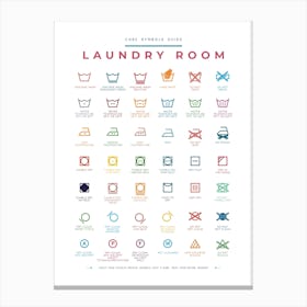 Laundry Room Symbols Guide Colorful Canvas Print