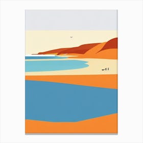 Beadnell Bay Beach Northumberland Midcentury Canvas Print
