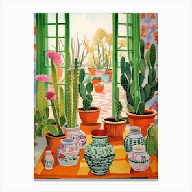 Cactus Painting Maximalist Still Life Nopal Cactus 1 Canvas Print