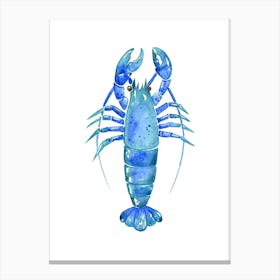 Blue Lobster Watercolor Illustration Canvas Print