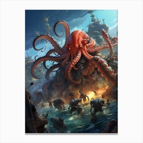 Defensive Octopus Illustration 2 Canvas Print