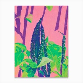 Okra Risograph Retro Poster vegetable Canvas Print