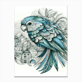 Clover Blue Parrot Canvas Print