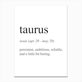 Taurus Star Sign Definition Meaning Canvas Print