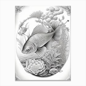 Kawarimono Ogon Koi Fish Haeckel Style Illustastration Canvas Print