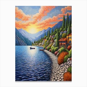 Lake Chelan Washington Pointillism 11 Canvas Print