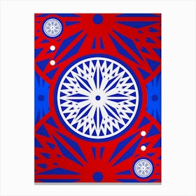 Geometric Abstract Glyph in White on Red and Blue Array n.0080 Canvas Print
