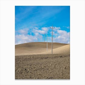 Field With Power Lines Canvas Print