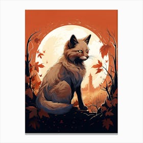 Red Fox Moon Illustration 10 Canvas Print