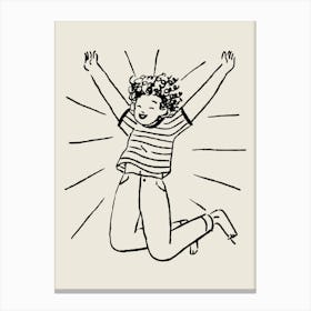 Girl Jumping In The Air Happy Drawing Canvas Print