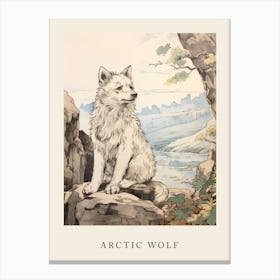 Beatrix Potter Inspired  Animal Watercolour Arctic Wolf 1 Canvas Print