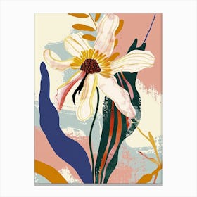 Colourful Flower Illustration Oxeye Daisy 1 Canvas Print