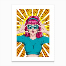 Pop Girl With Glasses Canvas Print