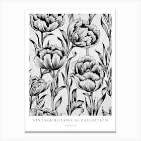 Marigold B&W Vintage Botanical Poster Canvas Print