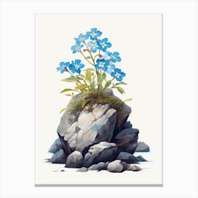 Forget Me Not Sprouting From A Rock (3) Canvas Print