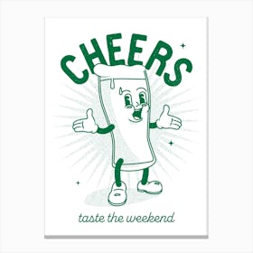 'Cheers' retro poster in green Canvas Print