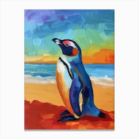 Galapagos Penguin St Andrews Bay Colour Block Painting 2 Canvas Print