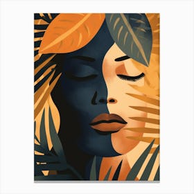 Portrait Of A Woman With Leaves 6 Canvas Print