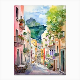 Amalfi, Italy Watercolour Streets 3 Canvas Print
