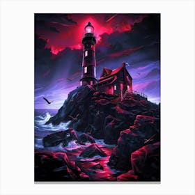 Lighthouse At Night 21 Canvas Print