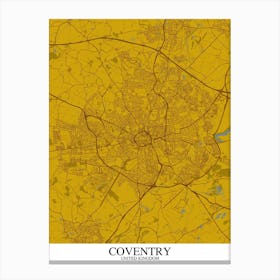 Coventry Yellow Blue Map Canvas Print