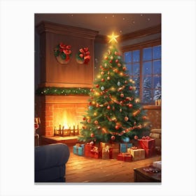 Christmas Tree In The Living Room 137 Canvas Print