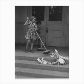 Untitled Photo, Possibly Related To Schoolchildren Cleaning Up Schoolroom, The Janitors Fee Thus Saved Is Given By Canvas Print