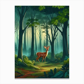 Misty Forest Landscape Canvas Print