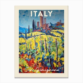 San Gimignano Italy 3 Fauvist Painting Travel Poster Canvas Print