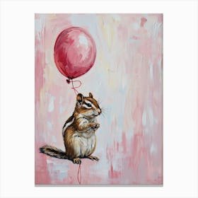 Cute Chipmunk 3 With Balloon Canvas Print
