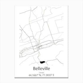 Belleville,Canada Minimalist Map Canvas Print