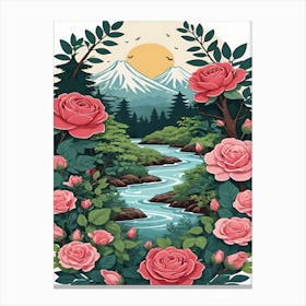 Roses In Japan forest Canvas Print