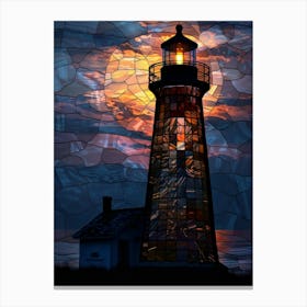 Lighthouse At Sunset 19 Canvas Print