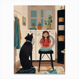 Girl And A Dog Canvas Print