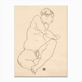 Female Nude Bending To The Left (1918), Egon Schiele Canvas Print