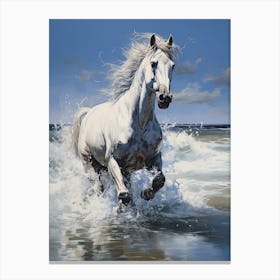 A Horse Oil Painting In Hyams Beach, Australia, Portrait 3 Canvas Print