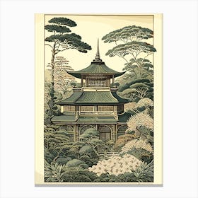 Ninna Ji Temple 1, Japan Vintage Botanical Canvas Print