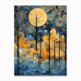 Moonlight Over A City Canvas Print