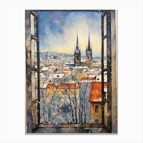 Winter Cityscape Prague Czech Republic 2 Canvas Print