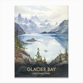 Glacier Bay National Park Watercolour Vintage Travel Poster 3 Canvas Print