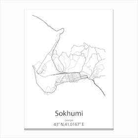 Sokhumi,Georgia Minimalist Map Canvas Print