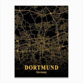 Dortmund Gold City Map 1 Canvas Print