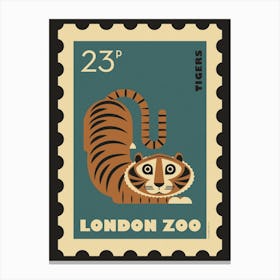 London Zoo Stamp Tiger Kids Art Print Canvas Print
