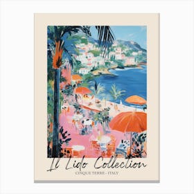 Cinque Terre   Italy Il Lido Collection Beach Club Poster 1 Canvas Print