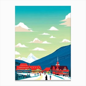 Mont Tremblant, Canada Midcentury Vintage Skiing Poster Canvas Print