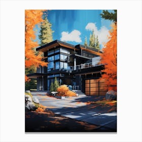 Modern House In Autumn Canvas Print