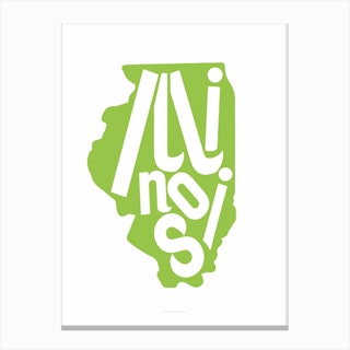 Illinois State Typograpy Canvas Print