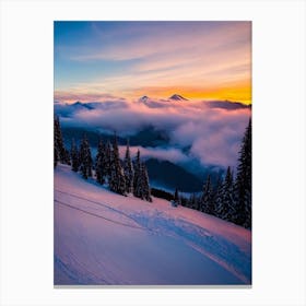 Nassfeld, Austria Sunrise Skiing Poster Canvas Print