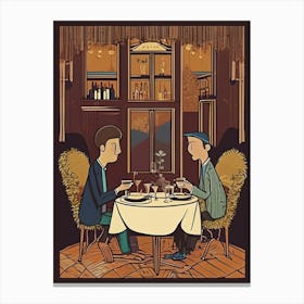 Two Men At A Restaurant Canvas Print